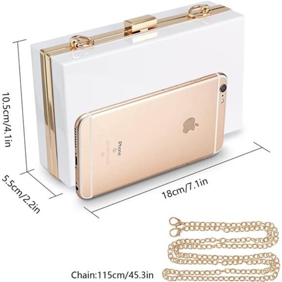 Clutch Bag with Detachable Chain: White Shoulder Handbag for Chic Style - Picture 2 of 7